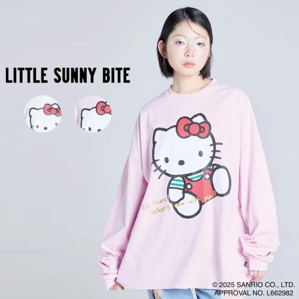 little sunny bite リトルサニーバイト hello kitty x little sunny bite long tee ハローキティ×リトルサニーバイト ロングTシャツ lsb-ltop-047c トップス オーバーサイズ コラボアイテム 2025秋 SALE30%OFF リトルサニーバイト hello kitty x little sunny bite long