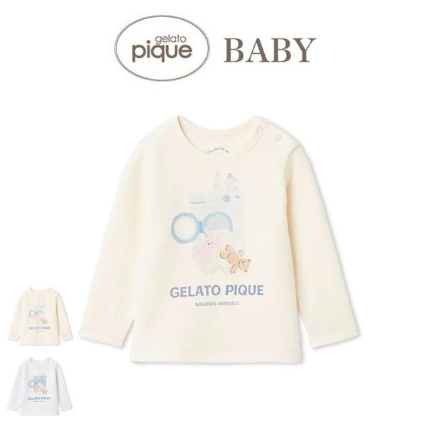 gelato pique (ジェラートピケ)ウォッシングアニマルワンポイントロンT pbct261482■詳　細■【洗濯機からあふれるぬいぐるみを描いたBABYロングTシャツ】【Design/Styling】シャボンの香りが漂ってきそうな、...