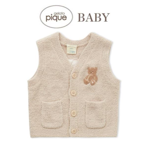 gelato pique BABY (ジェラートピケ ベビー)パウダーベアベスト pbno259058■素　材■本体:ポリエステル100%/リブ部分:ポリエステル99%、ポリウレタン1%■サイズ■70：着丈28.2cm バスト60cm 肩幅...