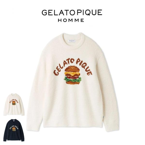 ジェラートピケ オム GELATO PIQUE HOMME ヒラノトシユキ パウダーハンバーガージャガードプルオーバー phnt255934 ジェラピケ メンズ パジャマ ルームウェア 部屋着 2025冬 ギフト プレゼントにおすすめ gelato pique（ジェラートピケ） オム ヒラノトシユキ パウダー
