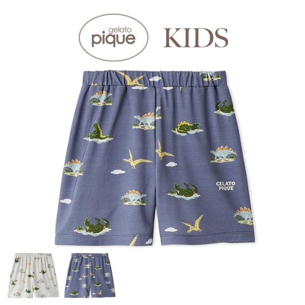 ジェラートピケ キッズ 接触冷感 スリーピングダイナソー柄ショートパンツ pkcp262365 ジェラピケ 子供服 パジャマ 部屋着 ルームウェア gelato pique KIDS
