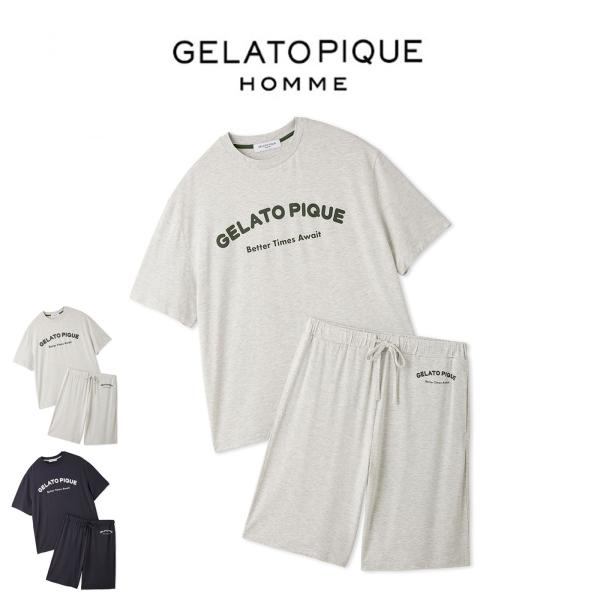 レーヨンロゴ セットアップ 新品未使用 ジェラートピケ gelato pique（ジェラートピケ） オム 接触冷感 カジュアルレーヨン
