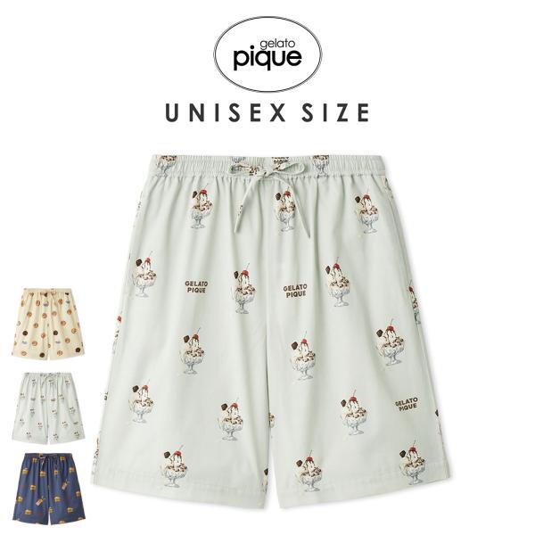 ジェラートピケ UNISEX 接触冷感 HIGH CALORIE柄ハーフパンツ pufp262257 ジェラピケ ルームウェア ユニセックス メンズ レディース爆買