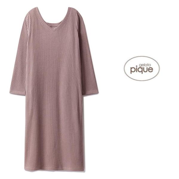 ジェラートピケ,gelato pique,リブVネックドレス, pwco185294