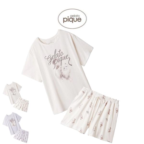 gelato pique ジェラートピケ CAT柄ワンポイントTシャツ