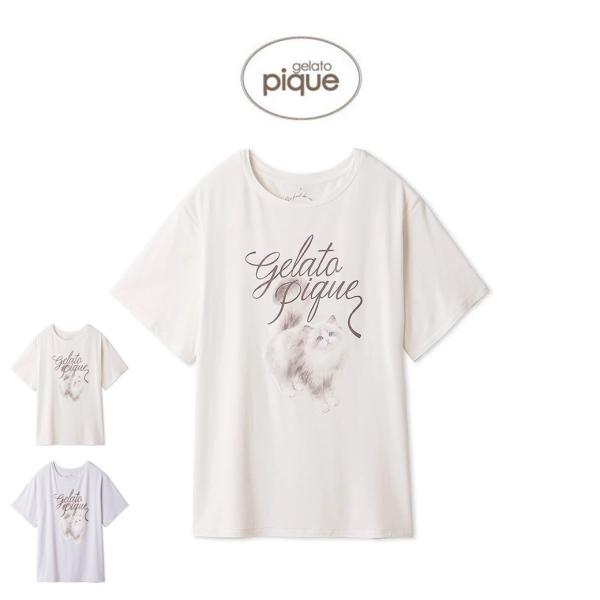 gelato pique ジェラートピケ CAT柄ワンポイントTシャツ