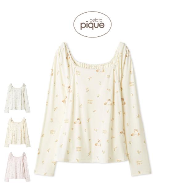 gelato pique（ジェラートピケ） フラワーキャット柄カップインプル