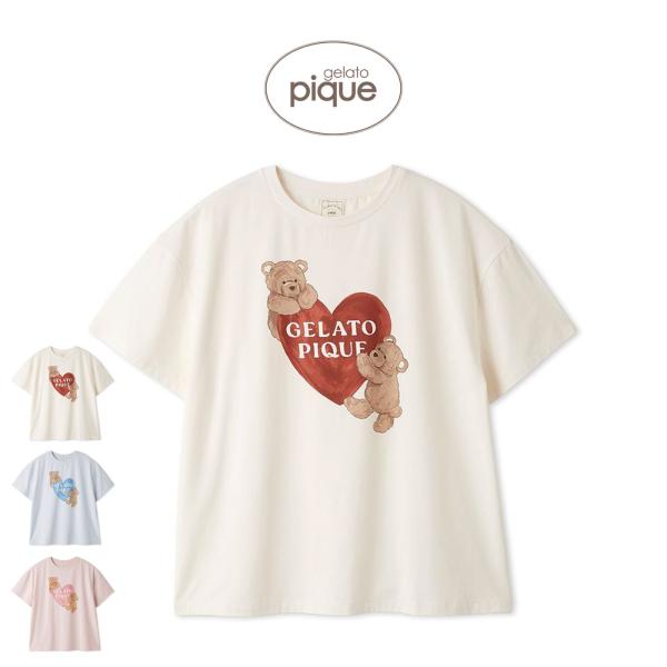 ジェラートピケ 接触冷感 BEAR HEARTワンポイントTシャツ pwct262242 ジェラピケ ルームウェア パジャマ 部屋着 gelato pique爆買