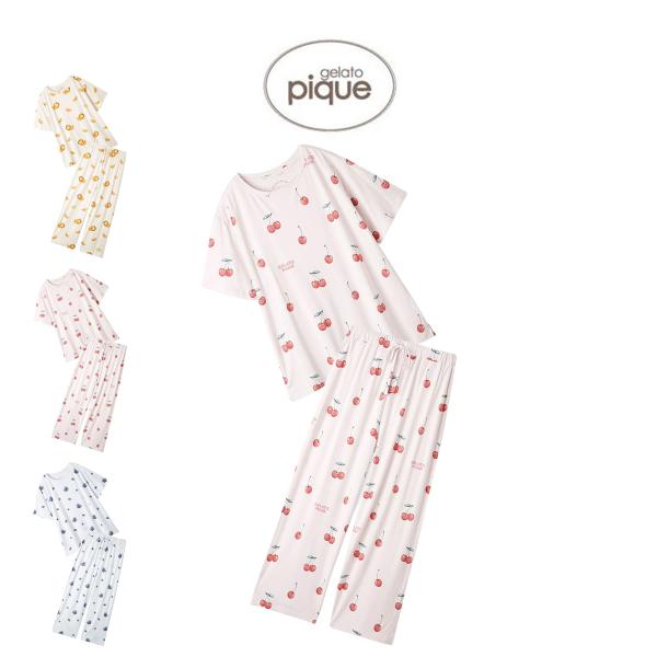gelato pique（ジェラートピケ） 接触冷感 フルーツ3柄Tシャツ&ロング