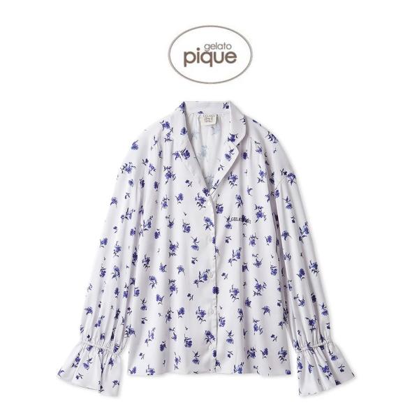 gelato pique（ジェラートピケ） SALE20%OFF 花柄サテンギャザーシャツ