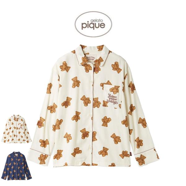 gelato pique（ジェラートピケ） HOLIDAY ベア柄ネルシャツ pwft255334