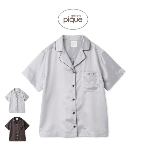 gelato pique ジェラートピケ 通販 ロゴ刺繍サテンシャツ pwft262373 レディース ジェラピケ トップス パジャマ 部屋着 ギフト プレゼント2026夏爆買