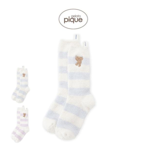 gelato pique（ジェラートピケ） エアリーモコベアボーダーソックス