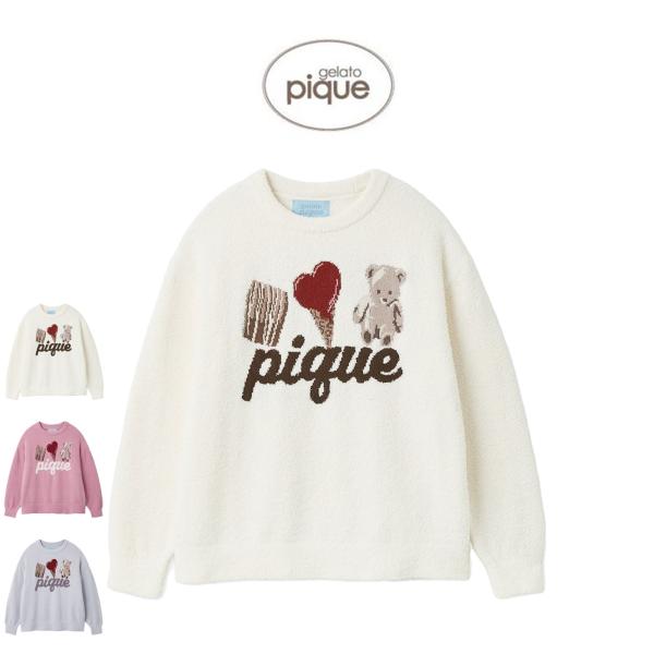 gelato pique ジェラートピケValentine ワンポイントジャガードプルオーバー pwnt261042■詳　細■【Valentine’s Day・ベア＆スイーツのベビモコプルオーバー】【Fabric】BABY MOCO（ベビモ...