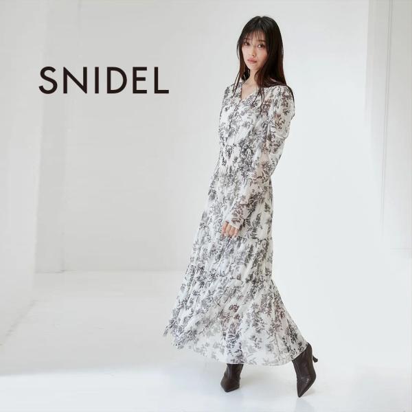 snidel home 花柄フリル袖Vネックマキシドレス snidel home 花柄