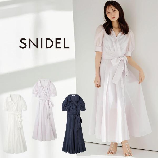 新品タグ付スナイデル半袖メッシュロングフレアワンピースカシュクール白M洗濯可 SNIDEL｜【00サイズ/WEB限定カラーあり】カシュクールシャツ