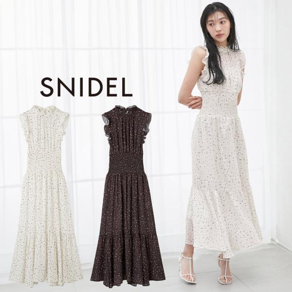 Snidelフリル付きノースリーブロングワンピース SNIDEL スナイデル Sustainableフリルカラードッキング