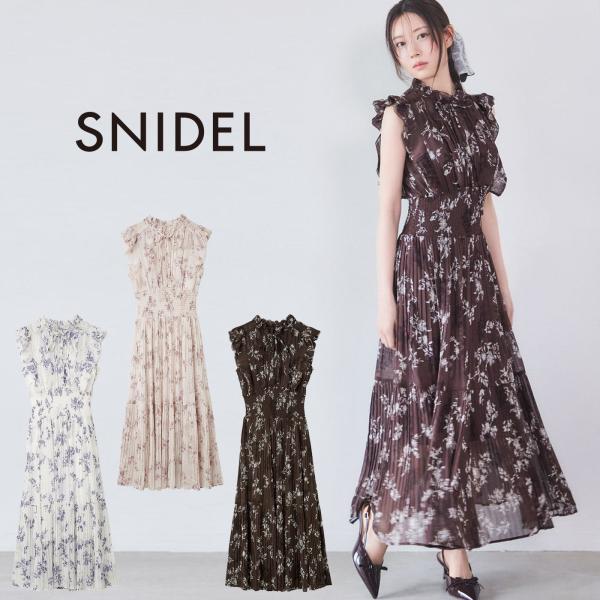完売色♥️新作新品✨SNIDEL プリントプリーツシャーリングワンピース✨サイズ2 00サイズあり】プリントプリーツシャーリングワンピース(マキシ
