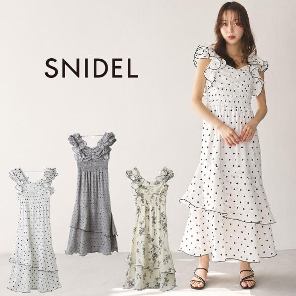 SNIDEL（スナイデル） フリルスリーブバリエプリントワンピース