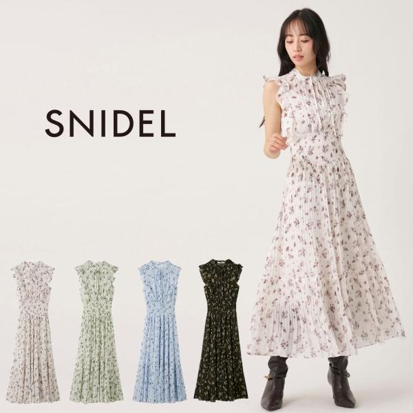 スナイデル Sustainableフリルワンピース swfo264077 レディース 花柄 ノースリワンピ ロングワンピース ドレス SNIDEL