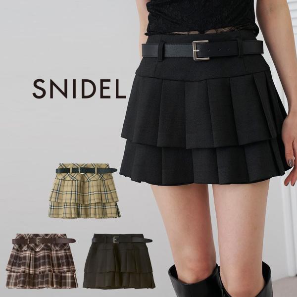 スナイデル ベルトセットティアードスカショーパン swfp264084 レディース ショートパンツ ミニスカート チェック柄 SNIDEL