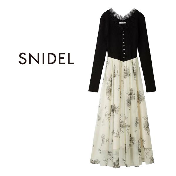 SNIDEL（スナイデル） レーストリムニットドッキングワンピース
