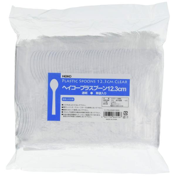 他サイト： シモジマ ヘイコー スプーン プラスチック 透明 12.3cm 個包装 100本 004513005の商品画像