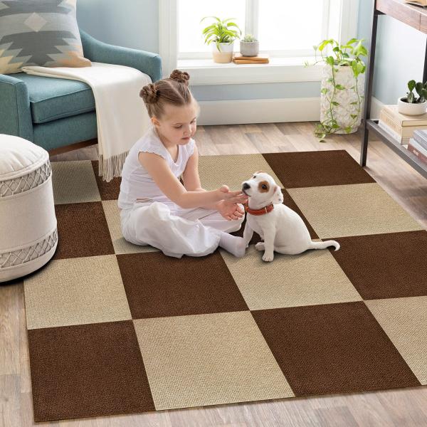 他サイト： アップグレード版  吸着マット ジョイントマット タイルカーペット ずれない 防音 洗える ペット/高齢者の滑り止め対策、30*30cm 40枚の商品画像