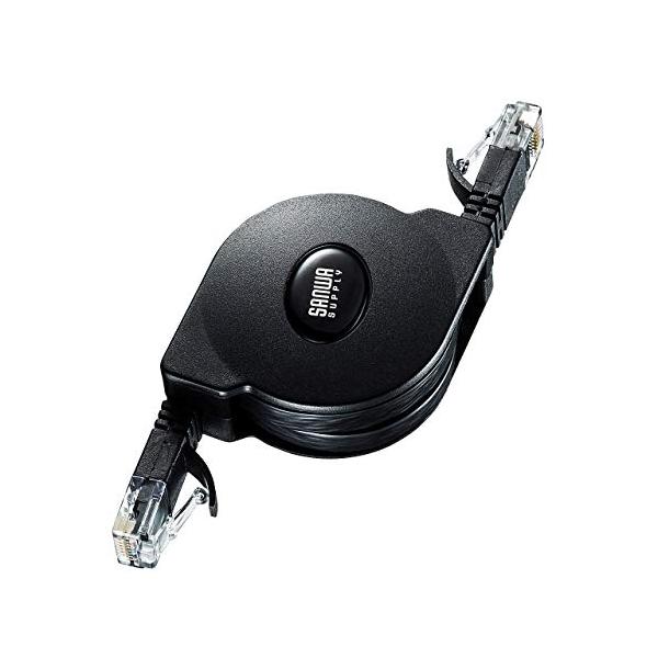 他サイト： サンワサプライ 自動巻取りCAT6A LANケーブル モデム用 KB-MK19BK ブラックの商品画像