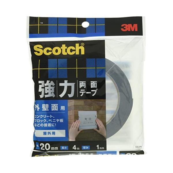 他サイト： 3M 両面テープ 強力 外壁面用 幅20mm 長さ4m スコッチ SKB-20R セミロング コンクリート ブロック べニア板の商品画像
