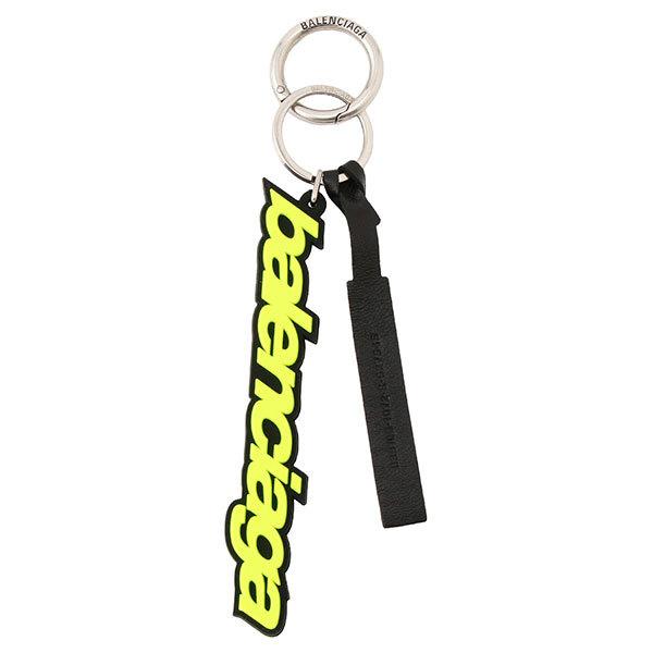 バレンシアガ BALENCIAGA ラバー ロゴ キーリング キーホルダーブラック/ネオンイエロー レディース メンズ ユニセックス  KEYR.BALENCIAGA KEY
