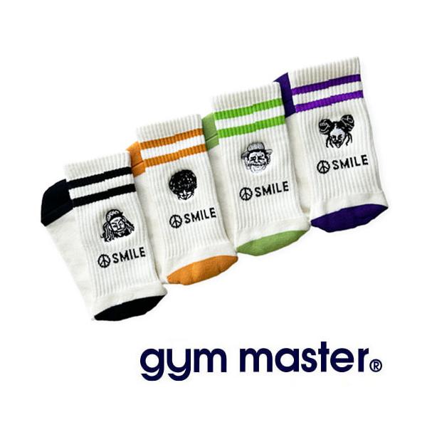 gym master ジムマスター SMILE刺繍ラインソックス 靴下 ユニセックス 刺しゅう ギフト プレゼント ゴルフ 抗菌防臭 メンズ レディース G966630