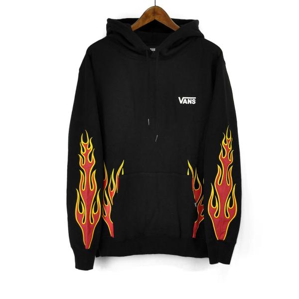VANS ファイヤープリントプルオーバーパーカー （XL） フレイム柄 男女兼用 VANS（ヴァンズ） バンズ パーカー 両 袖 腕 フレイム フレーム