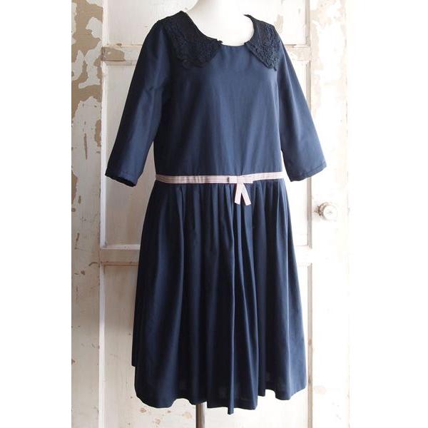 ハウピア Haupia コットンレース襟ワンピース ネイビー Wpmf761 02n Select Shop Vacation 通販 Yahoo ショッピング