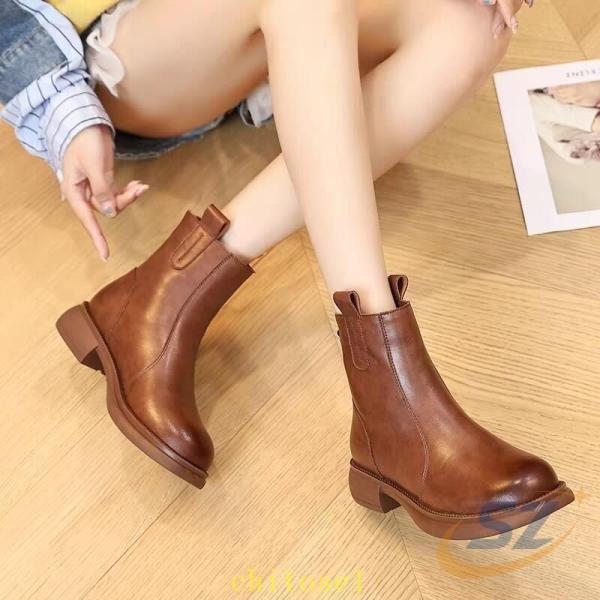 長靴 靴 シューズ トラックソールブーツ ワークブーツ ローヒール レゾンチーぺたんこ サイドゴアブーツ 太ヒール 履きやすい 歩きやすい 快適 軽量