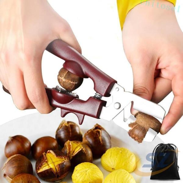 収納バッグ付き 栗剥き器 栗カッター くりむき器 皮むき器 渋皮むき 栗ゾンチーハサミ栗の鬼皮 栗の皮をむく 栗の皮むき鋏 栗爪付き 栗料理 道具 剥く 栗皮むき