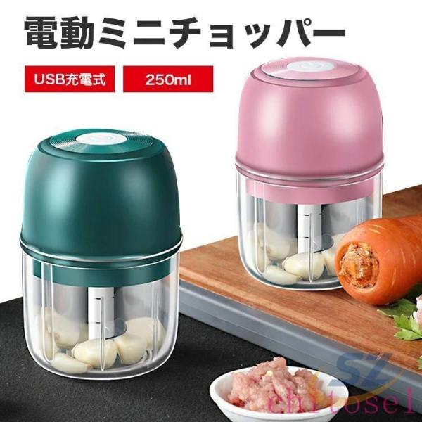 フードプロセッサー みじん切り器 ブレンダー ミキサー 生姜破砕機電動 ガーリッククラッシャーゾンチーにんにく絞り 家庭用小型破砕機 USB充電 水洗い可能