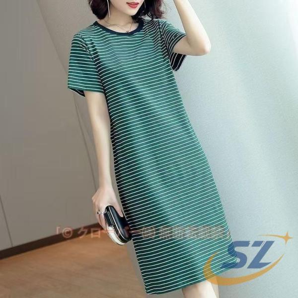 Tシャツ チュニック レディース 夏服 ゆったり 体型カバー 通勤 ワンピース シェンヘン 半袖Tシャツ チェック柄 ミモレ 切り替え 日常 着回し