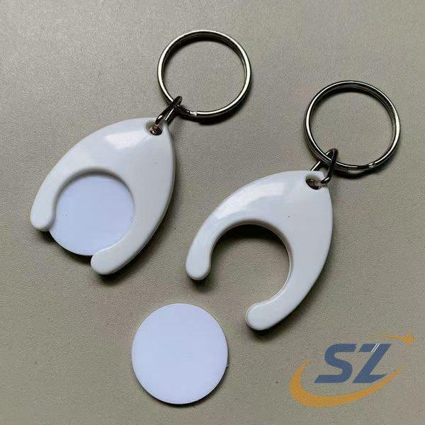 キーホルダー ショッピングカート用 シンプル カートコイン 代用 コインロック シェンヘン カート ロック式カート コイン型カート キーリング 便利 ホワイト