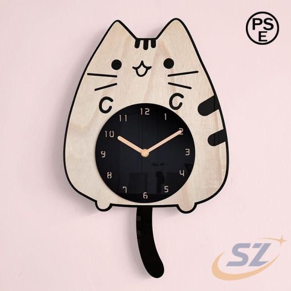 壁掛け 時計 猫 ペット用品 お出かけ 室内用 木製 天然木 静音 振り子 おしゃれ シェンヘン 電池人気電池木壁掛け夜の光 クロック?掛け 日常ケア 移動用