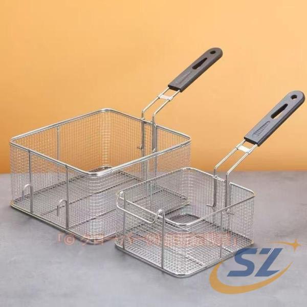 フライヤーバスケット ステンレス製 キッチン 業務用 家庭用 フライヤー用水切りかご シェンヘン 取り外し可能なハンドル付き フラ20*18*10.5cm 調理