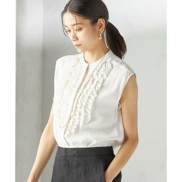 SHIPS（シップス） 〈手洗い可能〉麻混 フロント フリル フレンチ