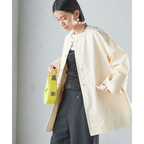 SHIPS 〈撥水加工/手洗い可能〉ノーカラー ミディ コート SHIPS（シップス） 〈撥水加工/手洗い可能〉綿 ナイロン ギャバ ノー ジャケット・アウター