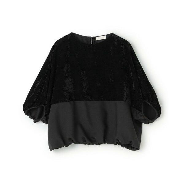 ◆美品◆トゥモローランド◆ベルベットコンビ長袖ブラウス◆黒ブラック◆S◆シルク混 TOMORROWLAND（トゥモローランド） ベルベットコンビ Tブラウス