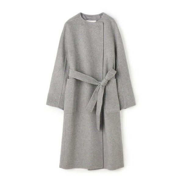 トゥモローランド　プレミアムウールリバー ノーカラーコート　ライトベージュ　34 トゥモローランドプレミアムウールリバー ノーカラーコート