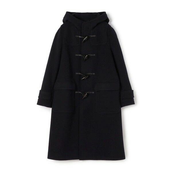 極美品 TOMORROW LAND ダッフルコート ブラック シルク混 羊革 M トゥモローランド(TOMORROWLAND ) ウールメルトンダッフルコート