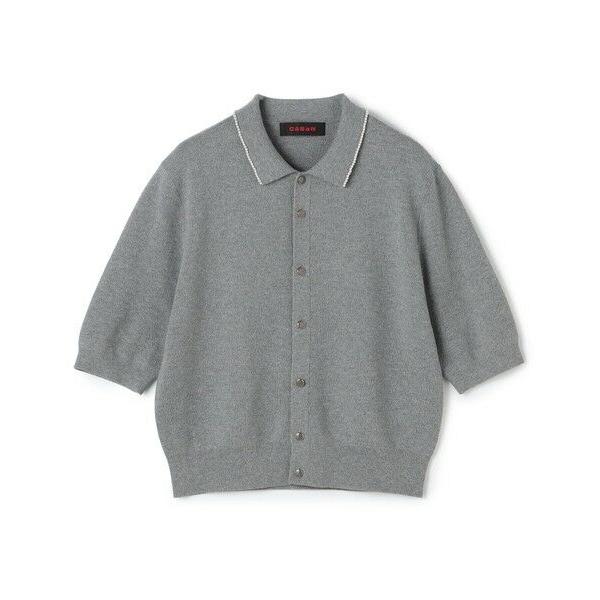 CABaN コットンカシミヤ パールロゴポロカーディガン
