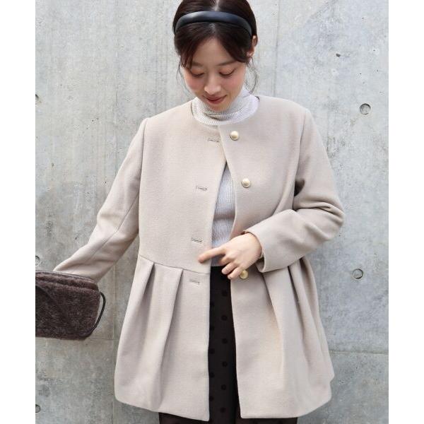 ルクールブラン（le．coeur blanc）/ウールペプラムノーカラーコート le.coeur blanc（ルクールブラン） ウールペプラムノーカラーコート