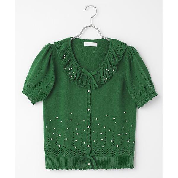 ✨極美品✨24SS ピンクハウス パール使い透かし柄ニットカーディガン ✨極美品✨24SS ピンクハウス パール使い透かし柄ニット