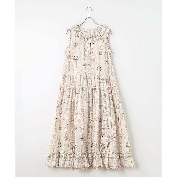 pinkhouse メリーゴーラウンドプリントノースリーブワンピース